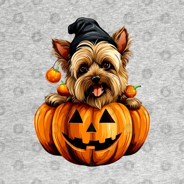 Yorkshire Terrier Dog inside Pumpkin #1 by Chromatic Fusion Studio